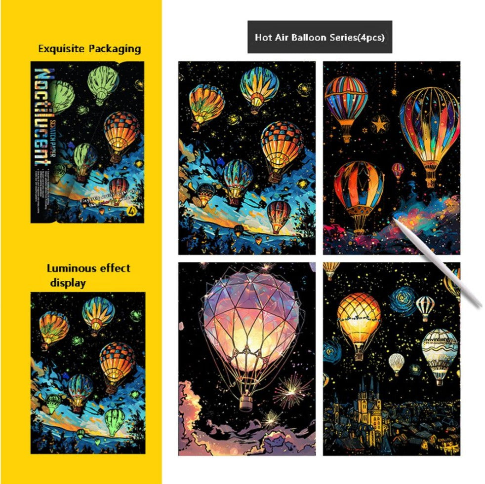 Hot Air Balloon (4 Small Drawings)